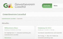 Vorschaubild der Homepage des Gewerbevereins Lüsseltal