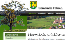 Vorschaubild der Homepage der Gemeinde Fehren